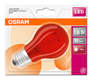 Lámpara LED estándar Retrofit de cristal rojo 1.6W (Osram 4058075816053) - Product Image 2