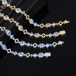 Bracelet tennis hip-hop en moissanite bleue, serti de pierres, bijou de luxe pour homme, idéal pour les fêtes et les mariages. - Product Image 5