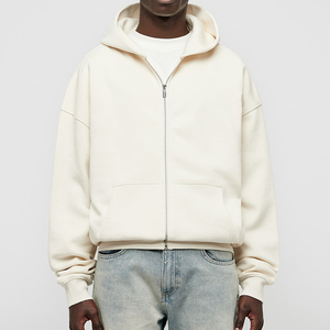 Venta al por mayor personalizado en blanco hombres Zip Up Hoodie logotipo personalizado Puff estampado cárdigans con gran tamaño cremallera sudaderas con capucha Unisex - Product Image 4