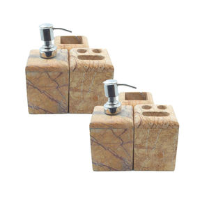 Accessoires de salle de bain en marbre moderne écologique de qualité supérieure comprenant un distributeur de savon exquis porte-brosse à dents élégant - Product Image 2