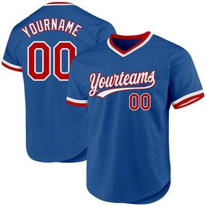 Meilleure vente personnalisé bleu rouge-blanc authentique Throwback Baseball Jersey pour les équipes de grande taille respirant Style - Product Image 1