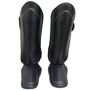Protège-tibias en cuir respirant imperméable de haute qualité pour football MMA Muay Thai Kick Boxing Protection professionnelle cou-de-pied cheville - Product Image 1