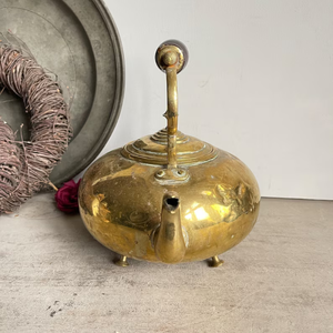 Bouilloire théière vintage en laiton avec poignée de couleur ambre, bouilloire sur pied en laiton, bouilloire chaude Toddy - Product Image 5