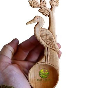 Cuchara de servir de madera de 18 cm x 3 cm, minimalista, ecológica, de mango largo, apta para lavavajillas, solo lavar a mano, grabable - Product Image 3