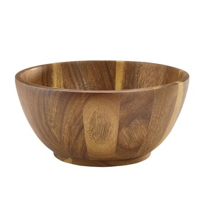 Precio más bajo y cuenco de servicio multiusos de madera con acabado Natural Simple de alta calidad para ensaladera de aperitivos de alta calidad - Product Image 1
