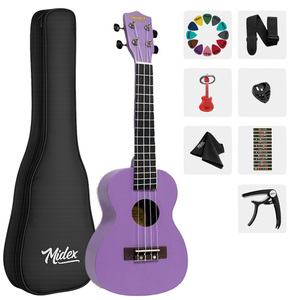 23 Inch Purple Concert <b>Ukulele</b> Kit with Bag, <b>Strap</b> & Picks | Midex UKX-233PRP - Product Image 1