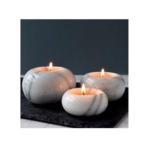 Classic Marble & Metal Tea Light Holder for Traditional Home Decor and Easter Celebrations Refined Texture <b>Calm</b> Soothing Glow - Product Image 2