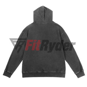 Sweat à capuche personnalisé surdimensionné lavé à l'acide tissu tricoté respirant à séchage rapide hiver Design Vintage Logo personnalisé 100% coton solide - Product Image 4