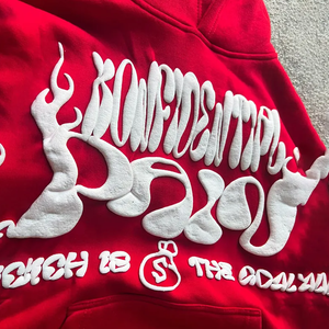 เสื้อฮู้ดดี้ผ้าฝ้ายขนาดใหญ่สั่งทำพิเศษ สไตล์สตรีทแวร์สุดเท่ พร้อมงานพิมพ์ซิลค์สกรีนแบบพัฟ คุณภาพเยี่ยม - Product Image 2