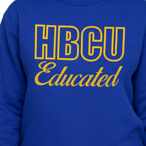 HBCU SGRho Educated Chenille <b>Sweatshirt</b> Blue & Gold Embroidered Letters Premium Cotton Blend Divine Nine Greek Life Apparel - Product Image 4