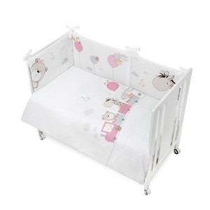 Ensemble de 2 protège-lits et housses de couette en coton mousseline tissé, style princesse rose, motif girafe, amovibles, à motifs de dessins animés - Product Image 1