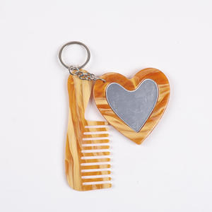 Heart Shape <b>Mirror</b> Hair Comb Keychain <b>Acrylic</b> Bag Charm Accessories Wholesale - Product Image 3