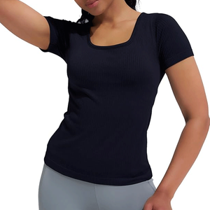 เสื้อยืดผู้หญิงแห้งเร็วสำหรับฤดูร้อน เสื้อยืดลำลองแฟชั่นสตรีทแวร์ คอเหลี่ยม ระบายอากาศได้ดี เสื้อยืดแบบสั่งทำ - Product Image 4