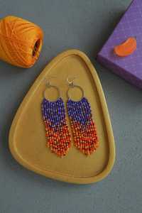 Boho ต่างหูลูกปัดด้วยการออกแบบสีฟ้าครามแอนดี้ cascading Fringe, เครื่องประดับของขวัญที่ไม่ซ้ำกัน - Product Image 2