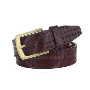 Gran oferta, cinturones de cuero personalizados para hombre, Material de piel de vaca con hebilla de acero, diseño transpirable hecho en Pakistán - Product Image 6