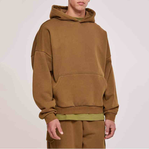 Ropa de calle personalizada para hombre, chándal de algodón con hombros caídos de gran tamaño, 100% de tela polar, conjunto de pantalones de chándal con capucha sólida, ropa estampada - Product Image 3