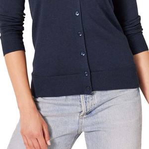 High Quality Solid Casual Jacquard Autumn Knitted V Neck <b>Women's</b> <b>Cardigans</b> Low MOQ Wholesale New Arrival <b>Navy</b> <b>Blue</b> - Product Image 5