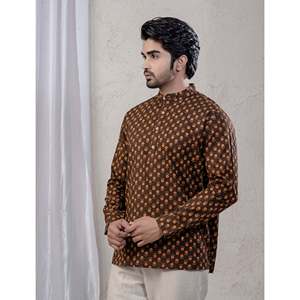 เสื้อคุर्ตาผ้าฝ้ายพิมพ์ลายลำลองสำหรับผู้ชาย แขนยาว ผ้าป๊อปลิน ระบายอากาศได้ดี ลายดอกไม้ - Product Image 4