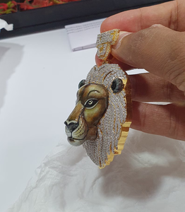 Colgante de Plata Premium con Diseño de Cara de León Helado, Estilo Diamante Moissanite, Joyería Hip Hop de Lujo - Product Image 4