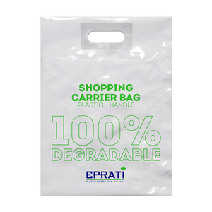 Sac de courses en plastique MDPE imprimé sur mesure avec poignée découpée, sac de transport jetable pour la vente au détail, Turquie - Product Image 2