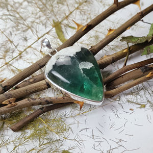 Green Fluorite Heart Gemstone Pendant - 925 Sterling Silver Unique <b>Simple</b> Design Pendant for Jewelry Making - Product Image 5