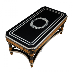 Ensemble de table basse en bois noir et or classique de luxe - Product Image 4