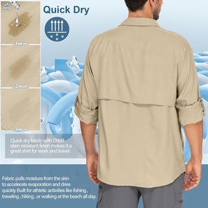 Custom Sublimation Printed Logo Sun Protection Anti UV UPF 50 Quick Dry 100% Polyester Long Sleeve Button-Up Fishing Shirt Men - Product Image 6