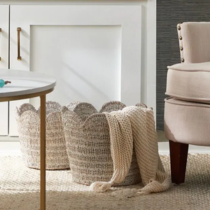 Meilleures ventes de paniers de rangement en jonc de mer avec une conception créative de dessus de pétoncle organisant des pots de plantes et des jardinières du Vietnam - Product Image 6