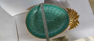 โลหะรูปสับปะรดชามผลไม้ทองและเคลือบ - Product Image 5