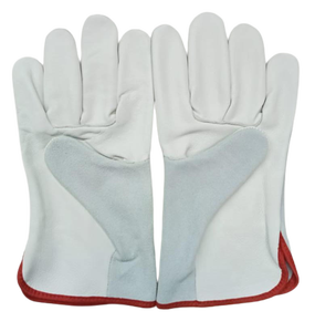 Gants de travail combinés pour hommes Gants de conducteur en cuir Gants de travail fendus en cuir avec dos en grain de paume EN388 Gants de sécurité alimentaire - Product Image 1