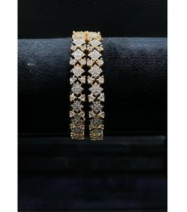 Magnifiques bracelets en laiton plaqué or de qualité supérieure, sertis de zircon, deux ensembles, pour mariage et occasions spéciales, pour femmes - Product Image 1