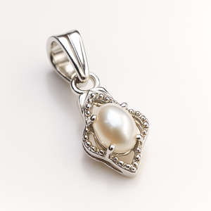 Pendentif en argent sterling plaqué rhodium en gros, style minimaliste, perle d'eau douce, bijoux pour femmes, 6x4 mm - Product Image 4