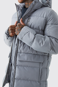 Chaqueta Impermeable Ecológica de Alta Calidad, Ligera, Acolchada, Personalizada, Holgada, con Capucha, Rellena de Algodón, con Frente de Lona - Product Image 3