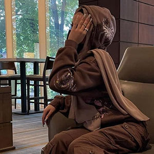 Wholesale <b>Trendy</b> Solid Knitted <b>Hoodies</b> for men and women with Puff Collar Embroidered Print Winter Outfit men's <b>hoodies</b> - Product Image 4