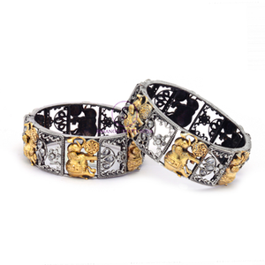 Hermosos brazaletes de plata con diseño de elefante y piedra hechos a mano para mujeres y niñas en fiestas de bodas, Hldi - Product Image 2