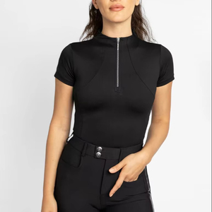 Vêtement de base pour l'équitation pour femmes en gros, manches courtes, tissu léger et performant, hauts d'équitation, OEM personnalisé - Product Image 1