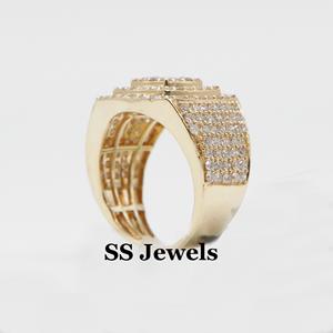 Men's 925 <b>Silver</b> Custom Iced Hip Hop <b>Statement</b> Fashion Band Square Design VVS Moissanite Diamond <b>Ring</b> for Daily Wear - Product Image 4
