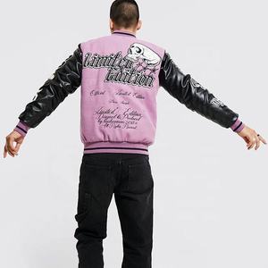 แจ็กเก็ตเบสบอลขนแกะแฟชั่นสำหรับผู้ชายเสื้อแจ็คเก็ตบอมเบอร์สำหรับใส่ไปวิทยาลัยโลโก้ได้ตามต้องการ - Product Image 5