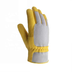 Gants de mécanicien gris jaune avec logo personnalisé, confortables, respirants, légers, gants de sécurité en cuir pour le travail - Product Image 2
