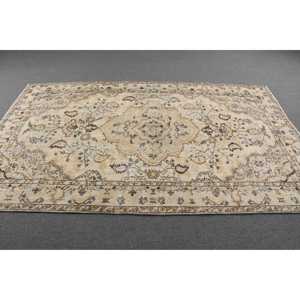 Turkish Vintage Rug 5.4x8.8 ft (165x268 cm), <b>Yellow</b> <b>Wool</b> Rug - Product Image 3