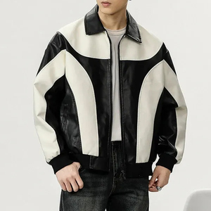 Wholesale Custom Leather Winter <b>Jacket</b> for Men Stand Collar High Quality Breathable Windproof Outdoor Warm Vintage Design - Product Image 1