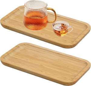 Élégant plateau de service en bois de couleur naturelle avec poignées pour le petit-déjeuner, le café et les fêtes. - Product Image 5