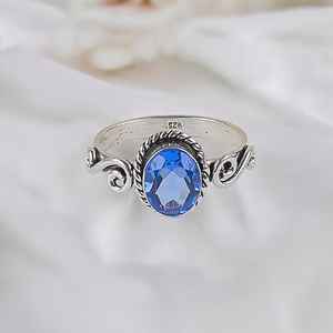 Anillo de Tanzanita, Piedra Preciosa, Plata de Ley 925, Chapado en Rodio, Joyería Hecha a Mano, Regalo de Piedra Natal de Febrero para Mujer - Product Image 3