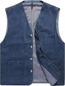 Nouveau Gilet en Jean Respirant et Coupe-Vent en Mélange de Coton Tendance pour Hommes, Fermeture à Ceinture, Service OEM – Vente Chaude - Product Image 2