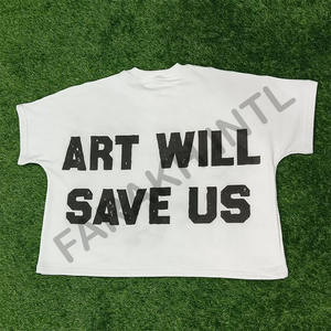 High Quality Cotton Blend Boxy <b>Fit</b> <b>Crop</b> Summer Men's <b>T</b>-<b>Shirts</b> 250gsm New Style Screen Printed <b>Shirts</b> - Product Image 1