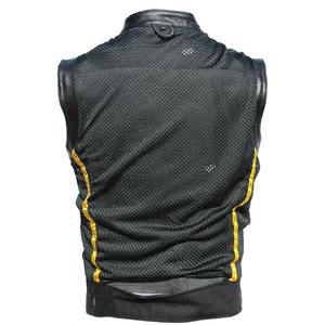 Broderie respirant moto gilet hommes en cuir sans manches veste véritable cuir de vachette Club équitation motard gilets haute rue - Product Image 3