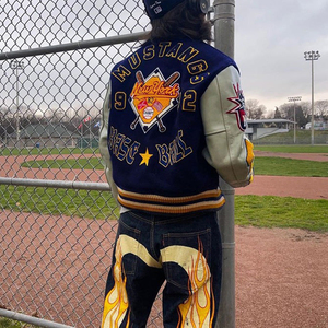 New Oem Manufacturer High Quality Chenille Embroidery <b>Men</b> College Custom Baseball <b>Bomber</b> Letterman Crop Leather <b>Varsity</b> <b>Jacket</b> - Product Image 2