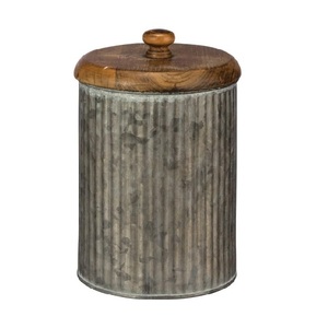 Recipiente de café galvanizado con tapa de café caja de almacenamiento hecha a mano de forma redonda clásico elegante al por mayor nuevo recipiente de Metal - Product Image 1