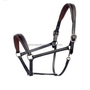 Equipo de caballo ecuestre respetuoso con el medio ambiente Diseño personalizado Doble grueso Negro Marrón Cuero acolchado Caballo Halter y cuerdas de plomo - Product Image 5