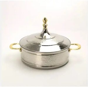 Casserole en acier inoxydable à revêtement blanc plat de service alimentaire avec couvercle plat isolé pour réchauffer les aliments à emporter - Product Image 5